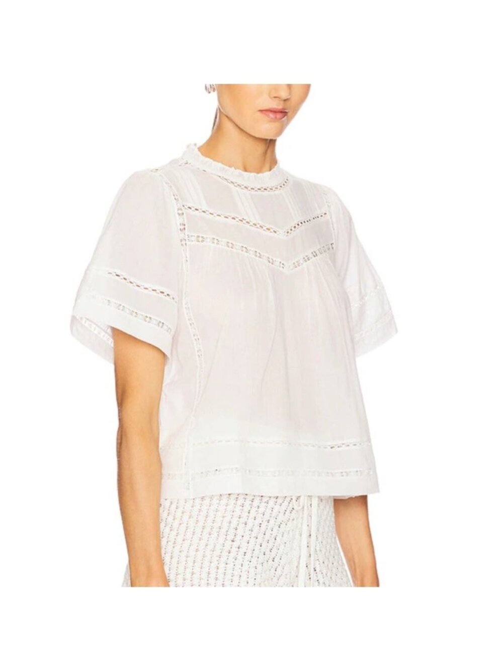 New Rails White 100% cotton Lace Detail Daisy short sleeve Blouse